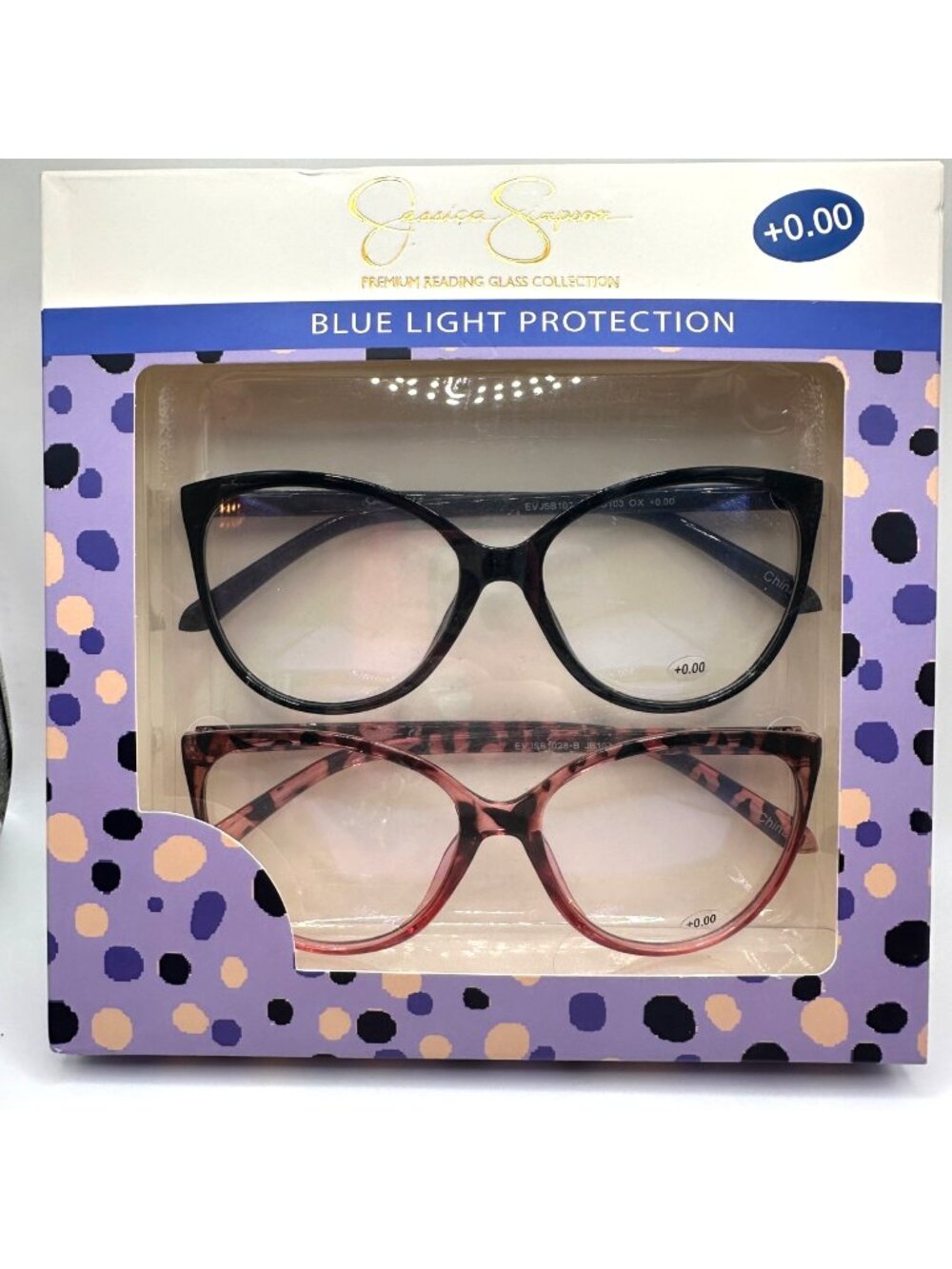 Jessica Simpson Reading Glasses with Blue Light Protection Set of 2 +0.00 NIB